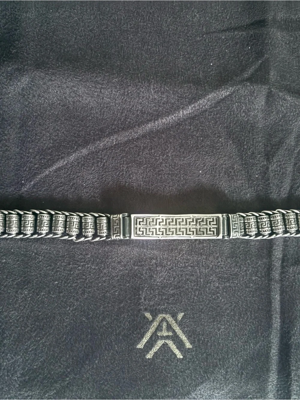 Sterling Silver Greek Key Men's Bracelet - Silver
